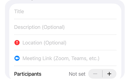 Meetlly App - Ort und Meeting-Link hinzufügen