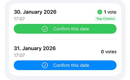Meetlly App - Termin finalisieren